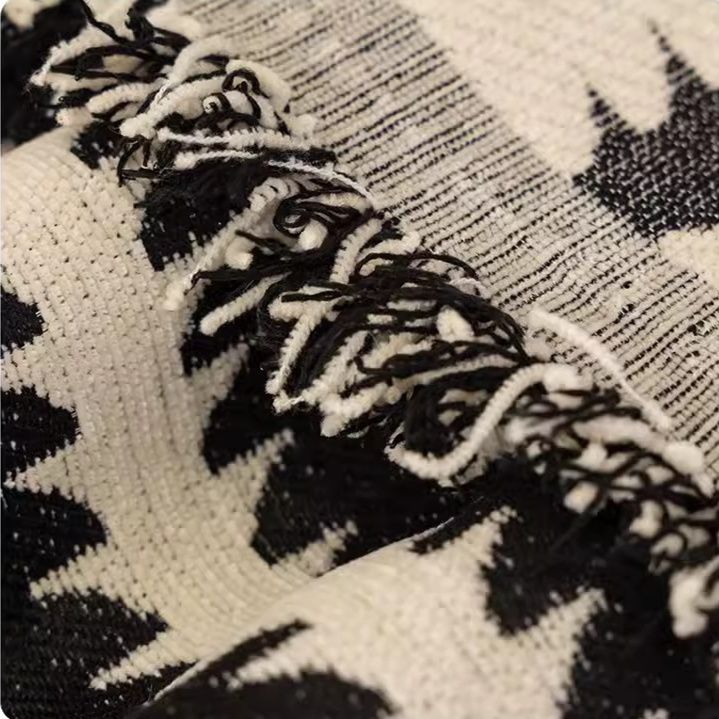 ソファーカバー 北欧風幾何学模様フリンジ付き織り込みソファーカバー