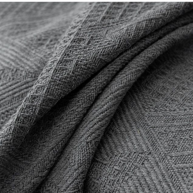 ソファーカバー 立体幾何学模様織りフリンジ付きソファーカバー