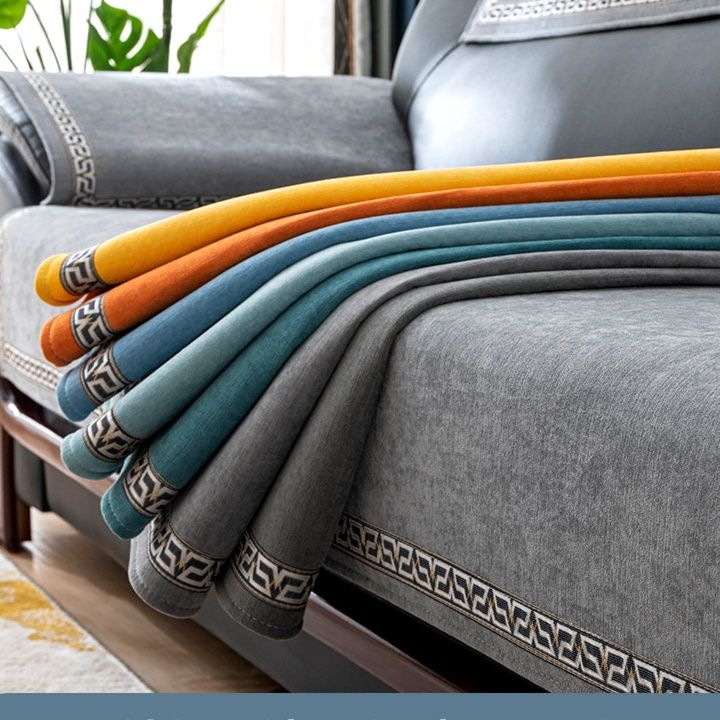 ソファーカバー 高級刺繍縁取り装飾ソファーカバー二人掛け用