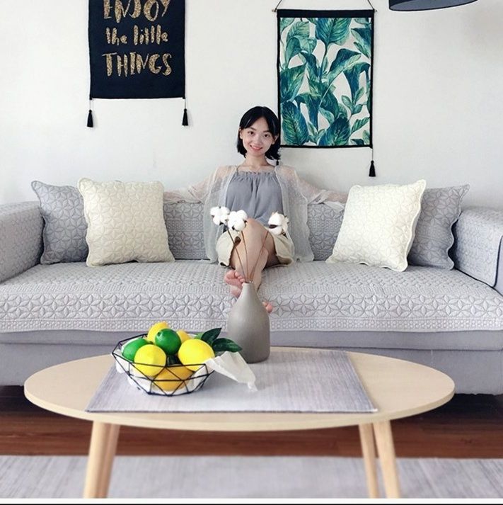 ソファーカバー 幾何学模様キルティング三人掛けソファーカバー