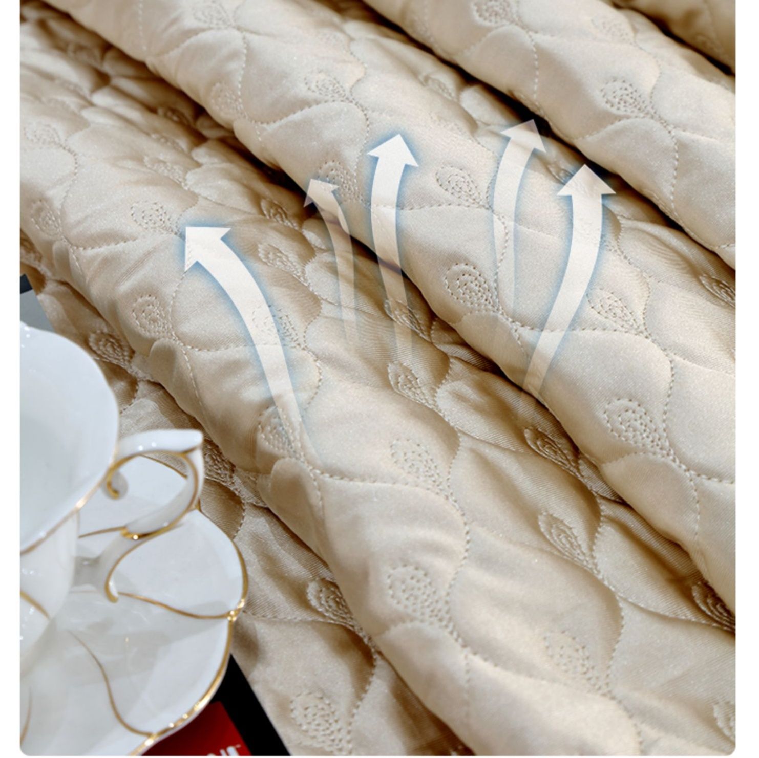 ソファーカバー 高級刺繍花柄フリル付き三人掛けソファーカバー