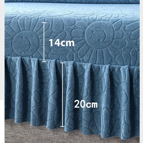 ソファーカバー 花柄浮彫り裾フリル付きソファーカバー