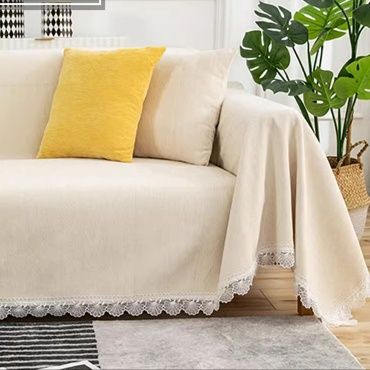 ソファーカバー 上品レース縁取り布製マルチカバー