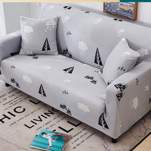 ソファーカバー 北欧風幾何学模様伸縮フィット二人掛けソファーカバー