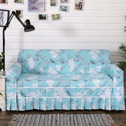 ソファーカバー 花と葉のボタニカル柄伸縮フィット式ソファーカバー
