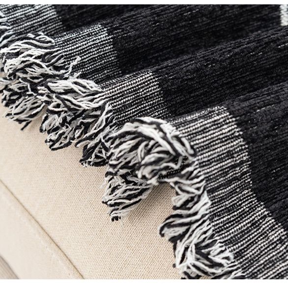 ソファーカバー 現代風文字刺繍フリンジ付きソファーカバー