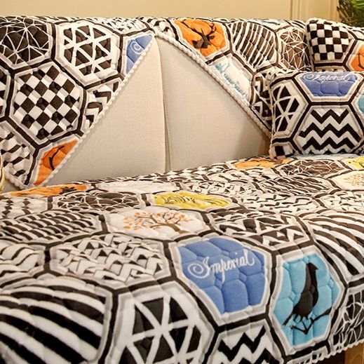 ソファーカバー 六角形幾何学模様二人掛け用ソファーカバー