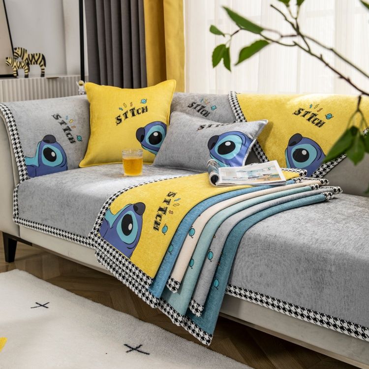 ソファーカバー 可愛い宇宙生物キャラクター柄2人掛けソファーカバー