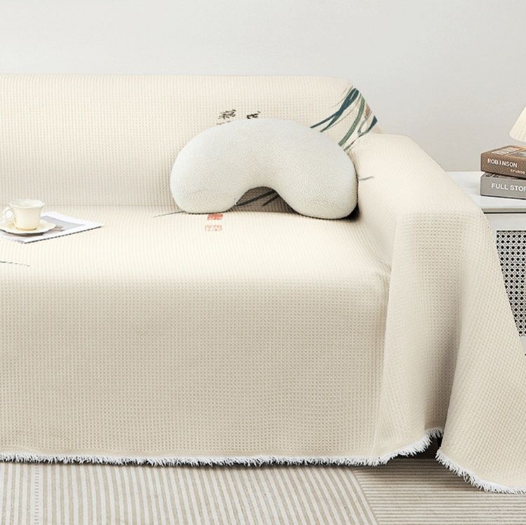 ソファーカバー 和風蘭草刺繍マルチカバー2人掛け用