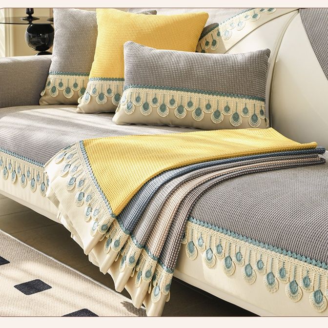 ソファーカバー 四季通用刺繍レース装飾二人掛け座椅子カバー