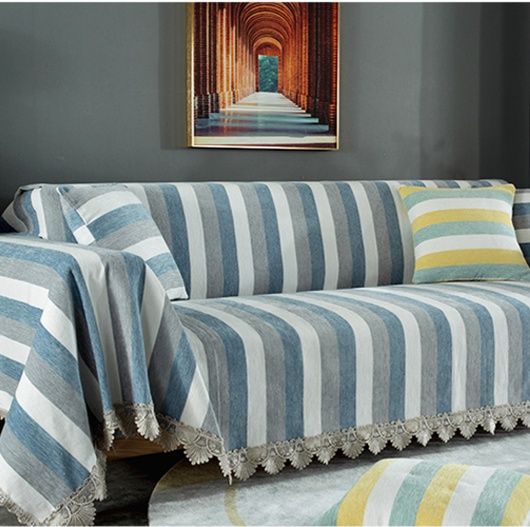 ソファーカバー 宮廷風花柄刺繍レース縁取りソファーカバー