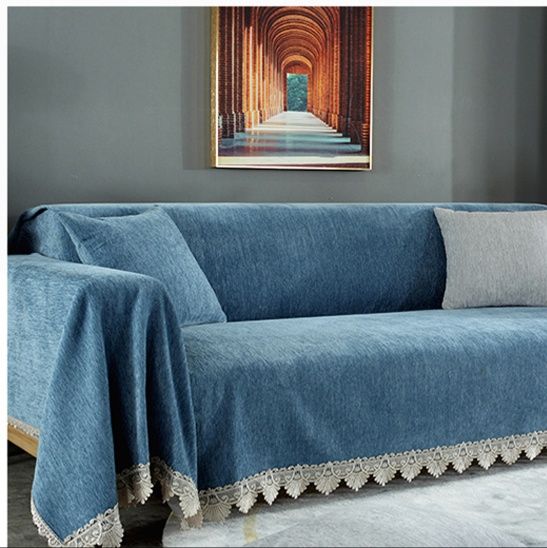 ソファーカバー 宮廷風花柄刺繍レース縁取りソファーカバー