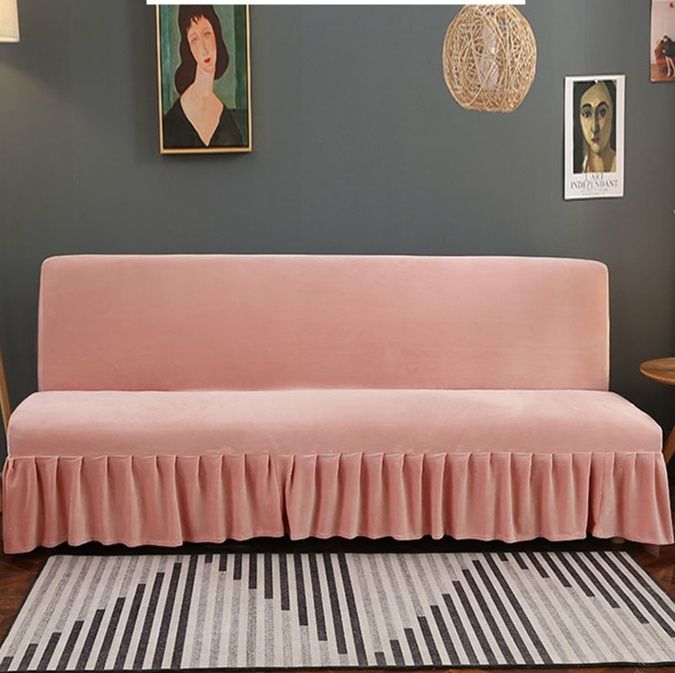 ソファーカバー エレガント裾フリル付きストレッチソファーカバー