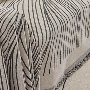 ソファーカバー ボタニカル葉柄フリンジ付きソファーカバー