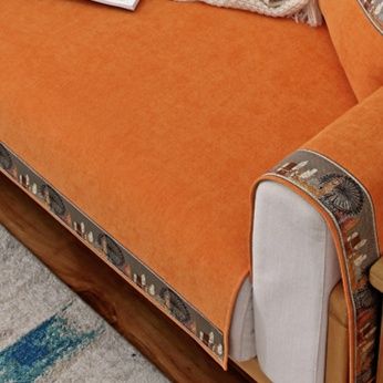 ソファーカバー 高級感あふれる幾何学模様装飾帯付き2人掛けソファーカバー