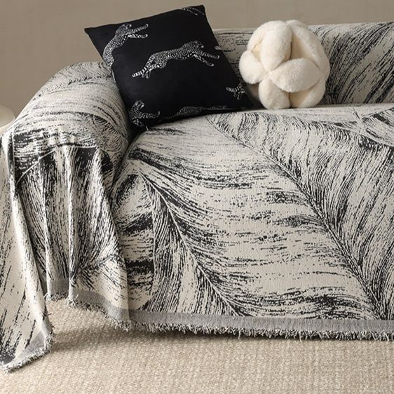 ソファーカバー 全包裹型一片式フリンジ付き2人掛けソファーカバー