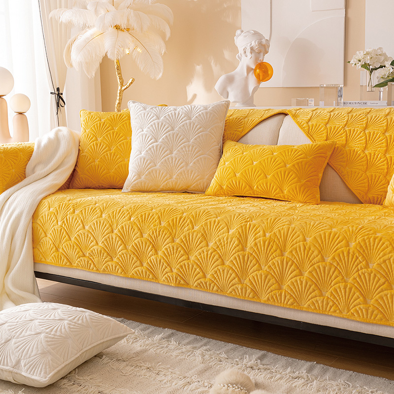 ソファーカバー 扇形模様の上品な伸縮フィット二人掛け座椅子保護カバー