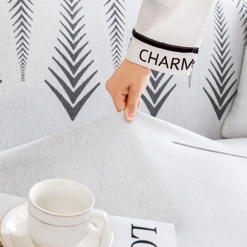 ソファーカバー 北欧風羽根模様伸縮フィット二人掛けソファーカバー