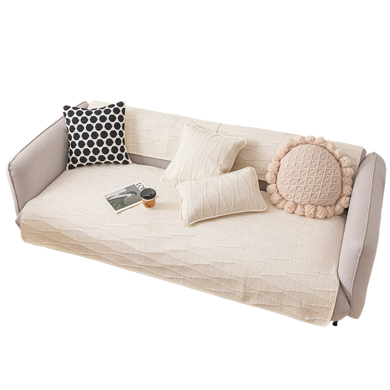 ソファーカバー 編み込み風ジグザグ模様のソファーカバー
