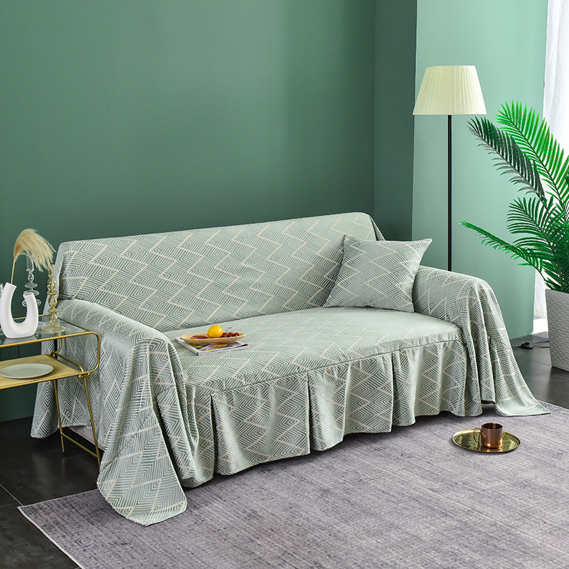 ソファーカバー 幾何学模様編み込み柄マルチカバー