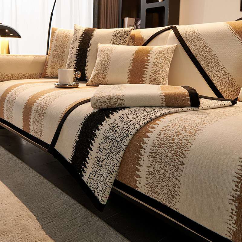 ソファーカバー 民族風織り模様付きフリンジ仕立てソファーカバー