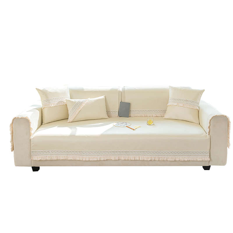 ソファーカバー 刺繍レース装飾フリル付きソファーカバー