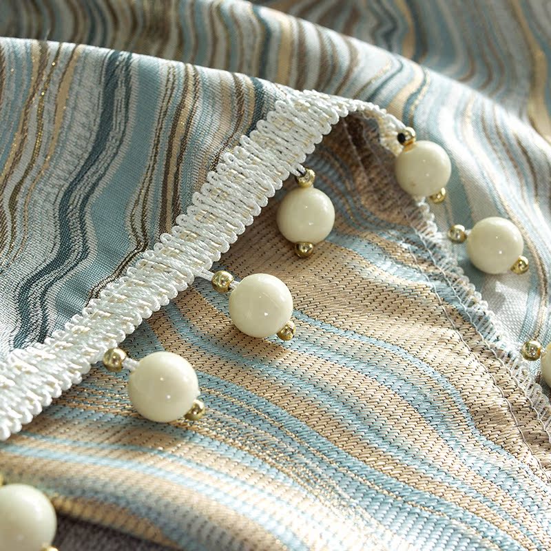 ソファーカバー 幾何学模様ポンポン付きマルチカバー