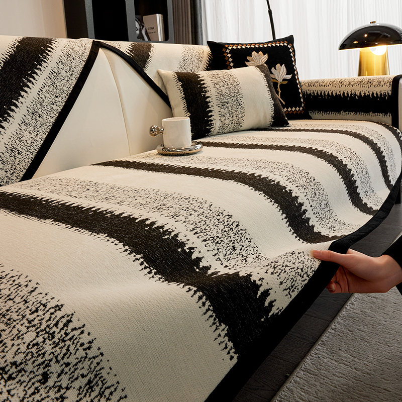 ソファーカバー 民族風織り模様付きフリンジ仕立てソファーカバー