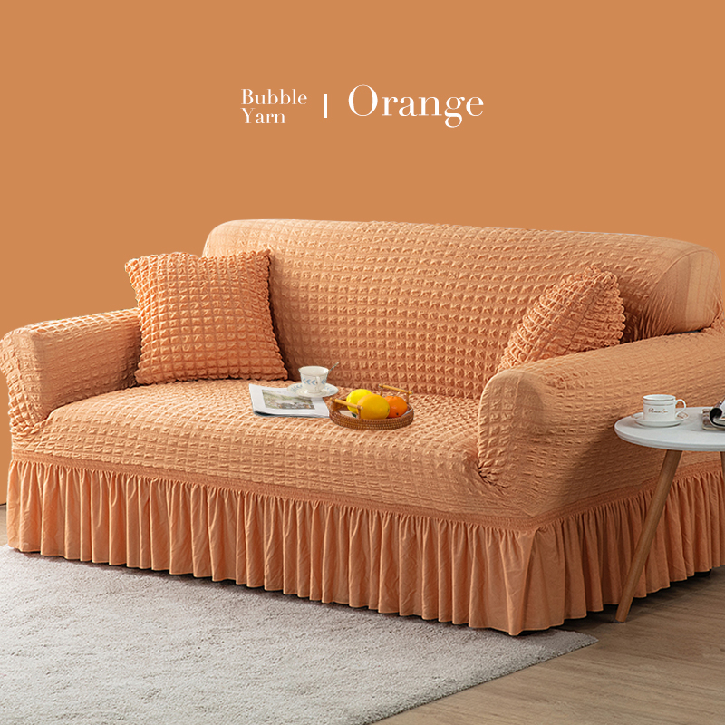 ソファーカバー 泡立ち織り模様フリル付きソファーカバー
