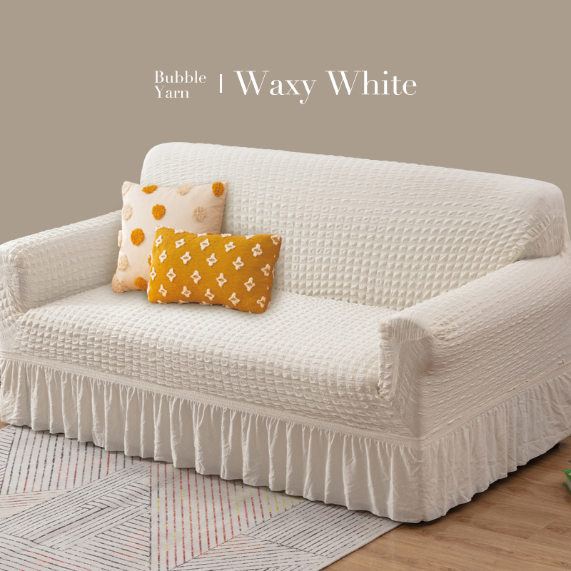 ソファーカバー 泡立ち織り模様フリル付きソファーカバー