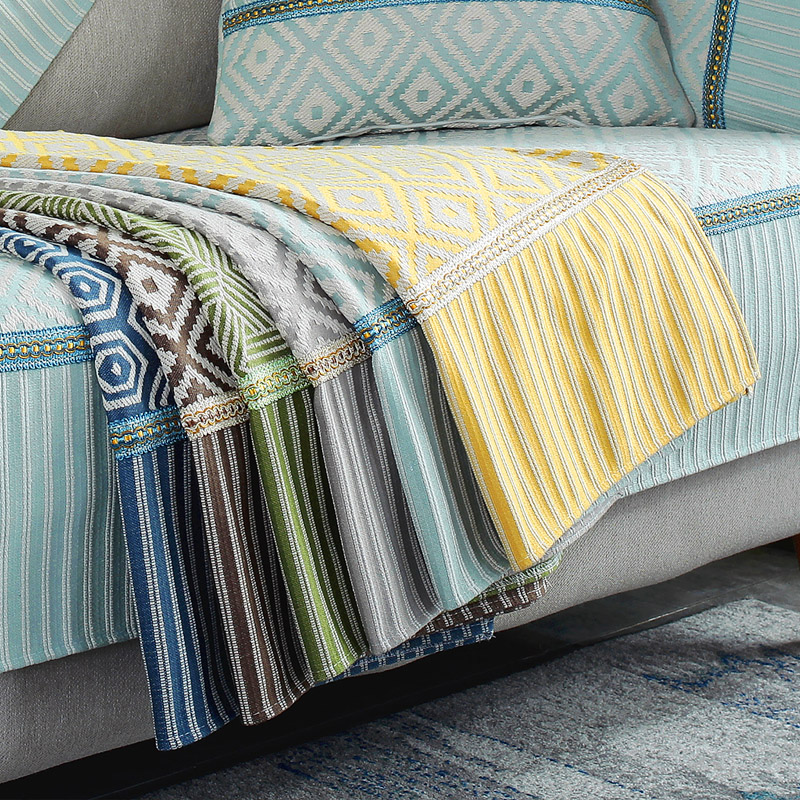 ソファーカバー 幾何学模様とストライプの北欧風ソファーカバー