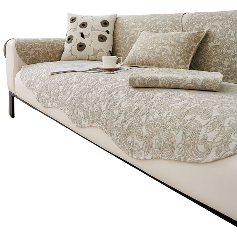 ソファーカバー 優雅なペイズリー柄刺繍入りソファーカバー