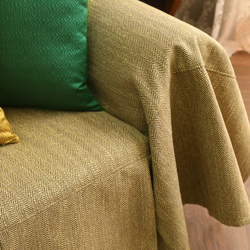 ソファーカバー フリル付きナチュラル織り地ソファーカバー