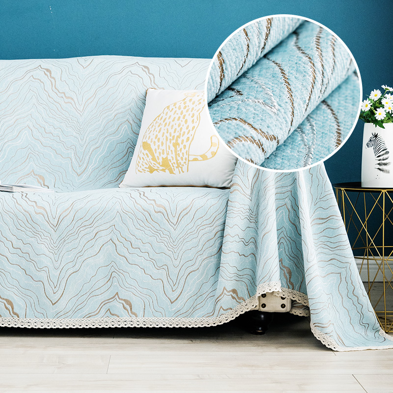 ソファーカバー 波模様レース付きマルチカバー