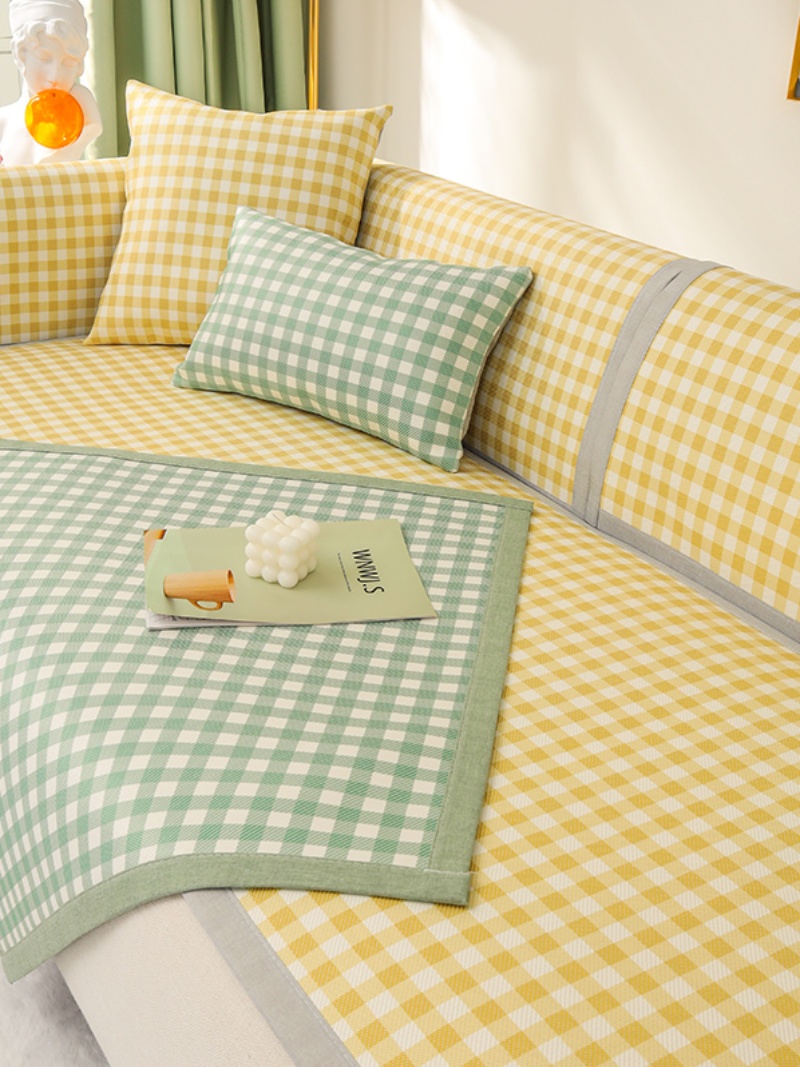 ソファーカバー 北欧風ギンガムチェック柄2人掛けソファーカバー