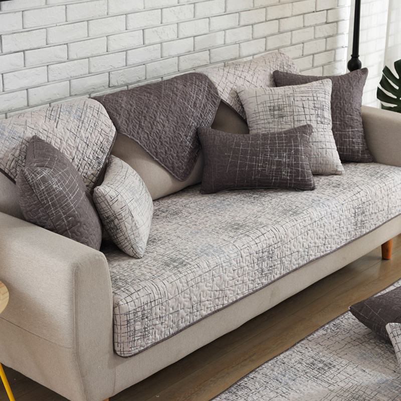 ソファーカバー 格子柄キルティング二人掛けソファーマット