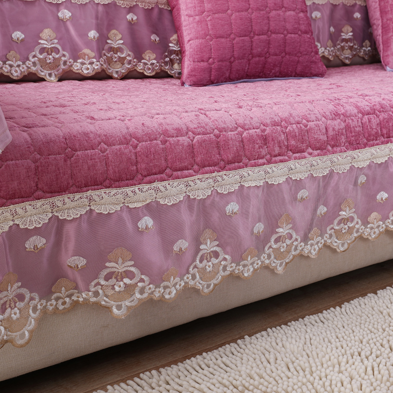 ソファーカバー 高級刺繍レース付きキルティングソファーカバー