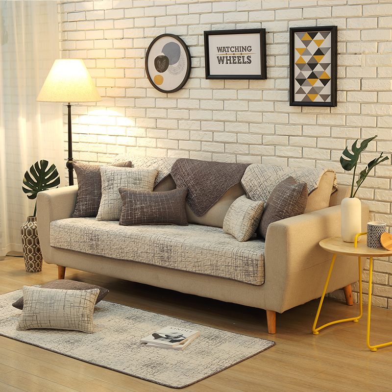 ソファーカバー 格子柄キルティング二人掛けソファーマット