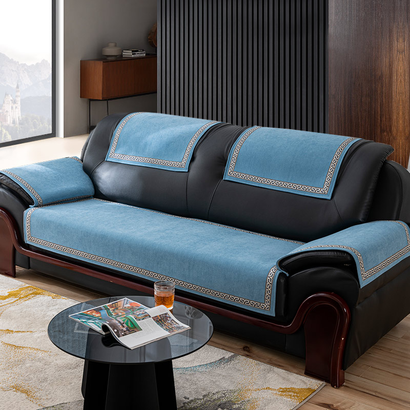 ソファーカバー 高級刺繍縁取り装飾ソファーカバー二人掛け用