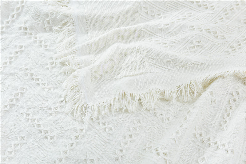 ソファーカバー 幾何学模様織り房飾り付きマルチカバー