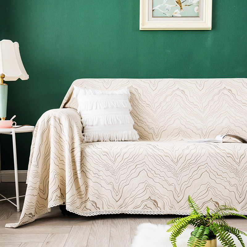 ソファーカバー 波模様レース付きマルチカバー