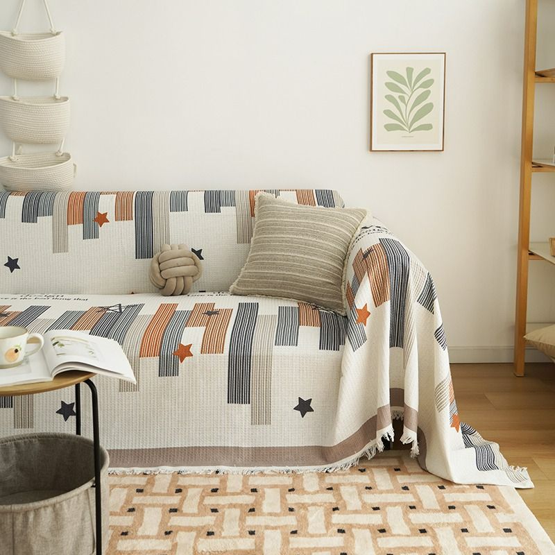 ソファーカバー 虹と星の幾何学模様ソファーカバー