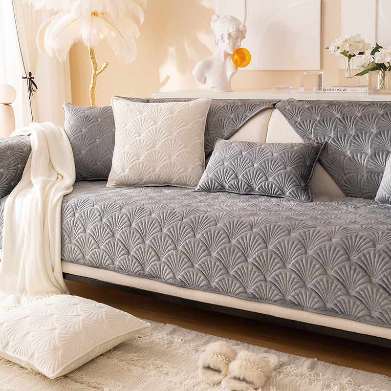 ソファーカバー 扇形模様の上品な伸縮フィット二人掛け座椅子保護カバー