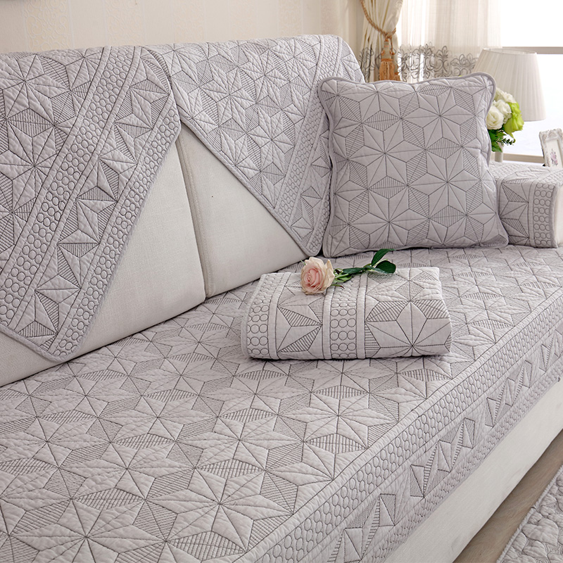 ソファーカバー 幾何学模様キルティング三人掛けソファーカバー