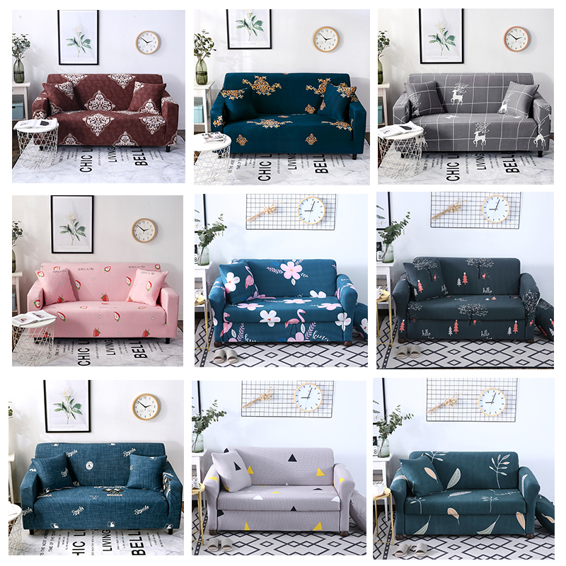 ソファーカバー 花鳥風月柄 伸縮自在フィット式 2人掛けソファーカバー