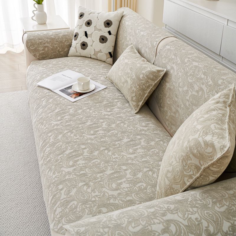 ソファーカバー 優雅なペイズリー柄刺繍入りソファーカバー