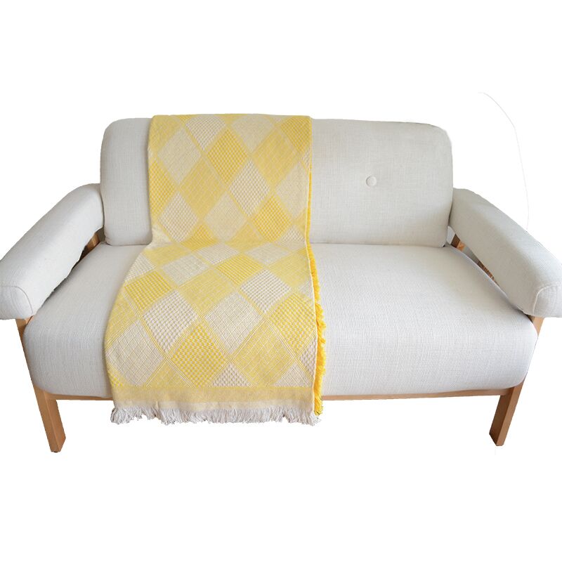 ソファーカバー 幾何学模様織り込みフリンジ付きマルチカバー