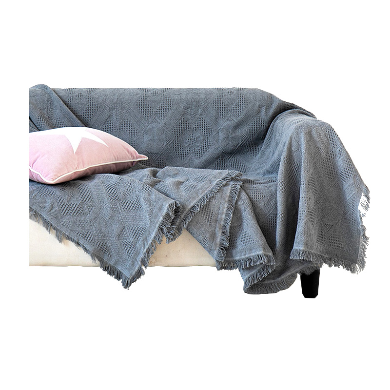 ソファーカバー 幾何学模様織り房付きマルチカバー