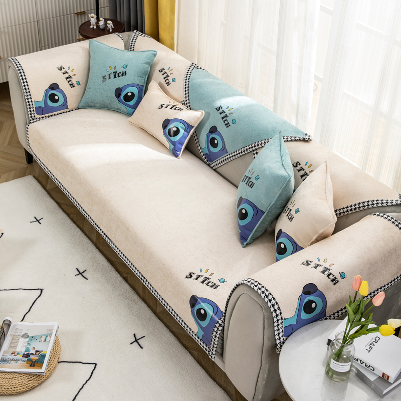 ソファーカバー 可愛い宇宙生物キャラクター柄2人掛けソファーカバー