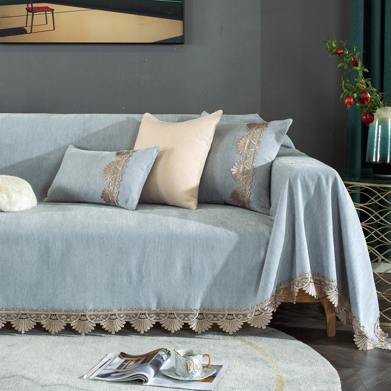 ソファーカバー フリンジ装飾付き上品マルチカバー